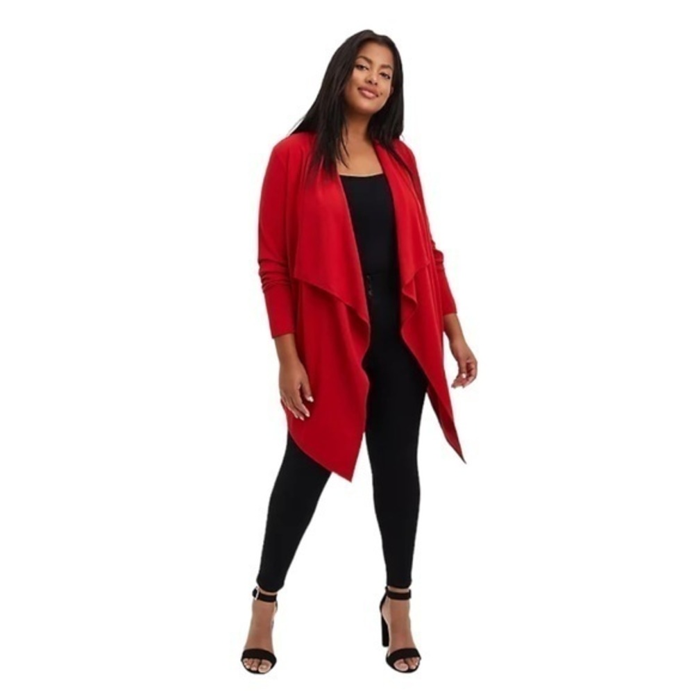 Torrid STUDIO PONTE DRAPE CARDIGAN